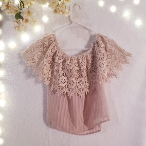 Light Pink Flying Tomato Off-Shoulder Blouse